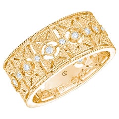 0.24 Carat Diamonds Yellow Gold 18K Art Déco Band Ring