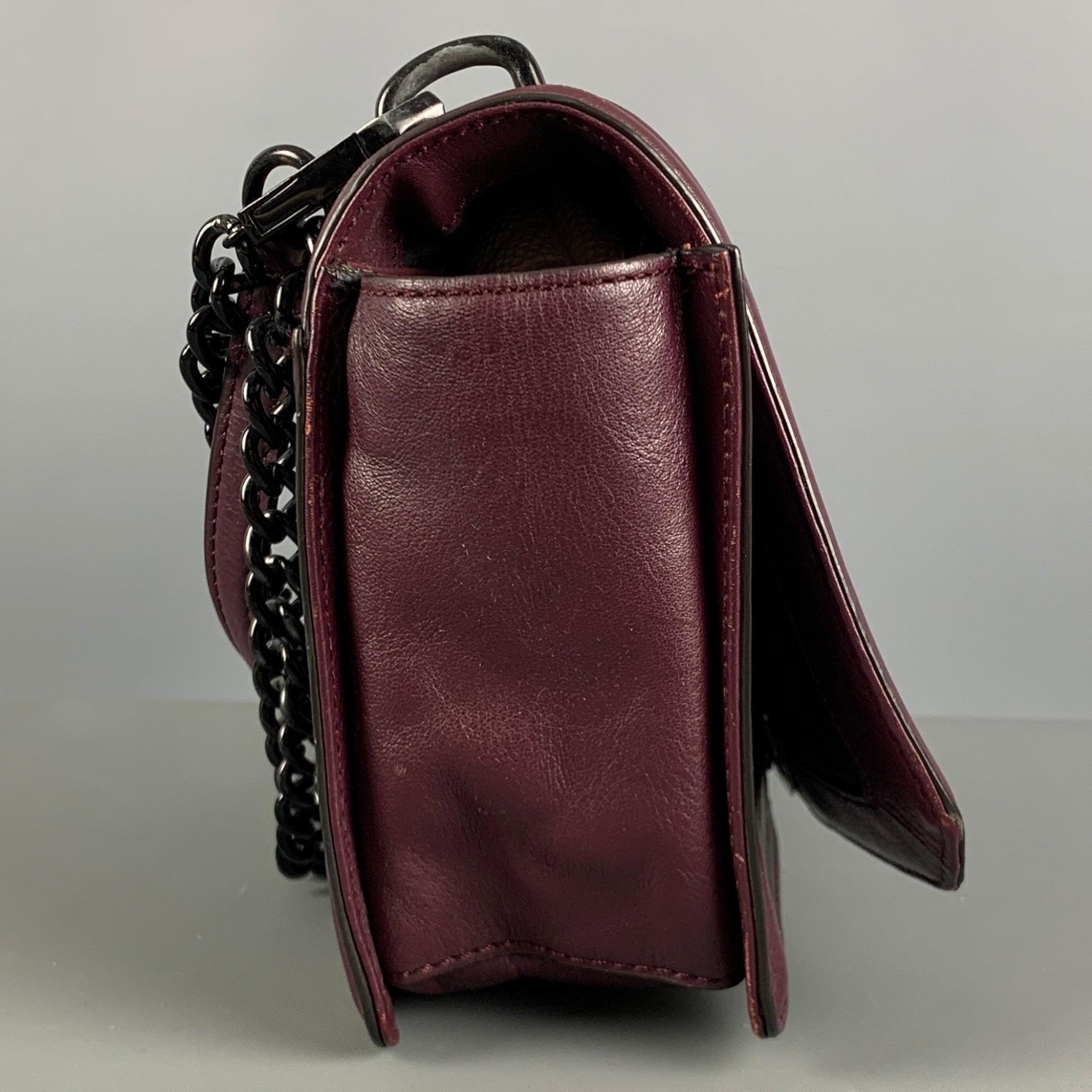 REBECCA MINKOFF Burgundy Quilted Chevron Leather Handbag For Sale 1