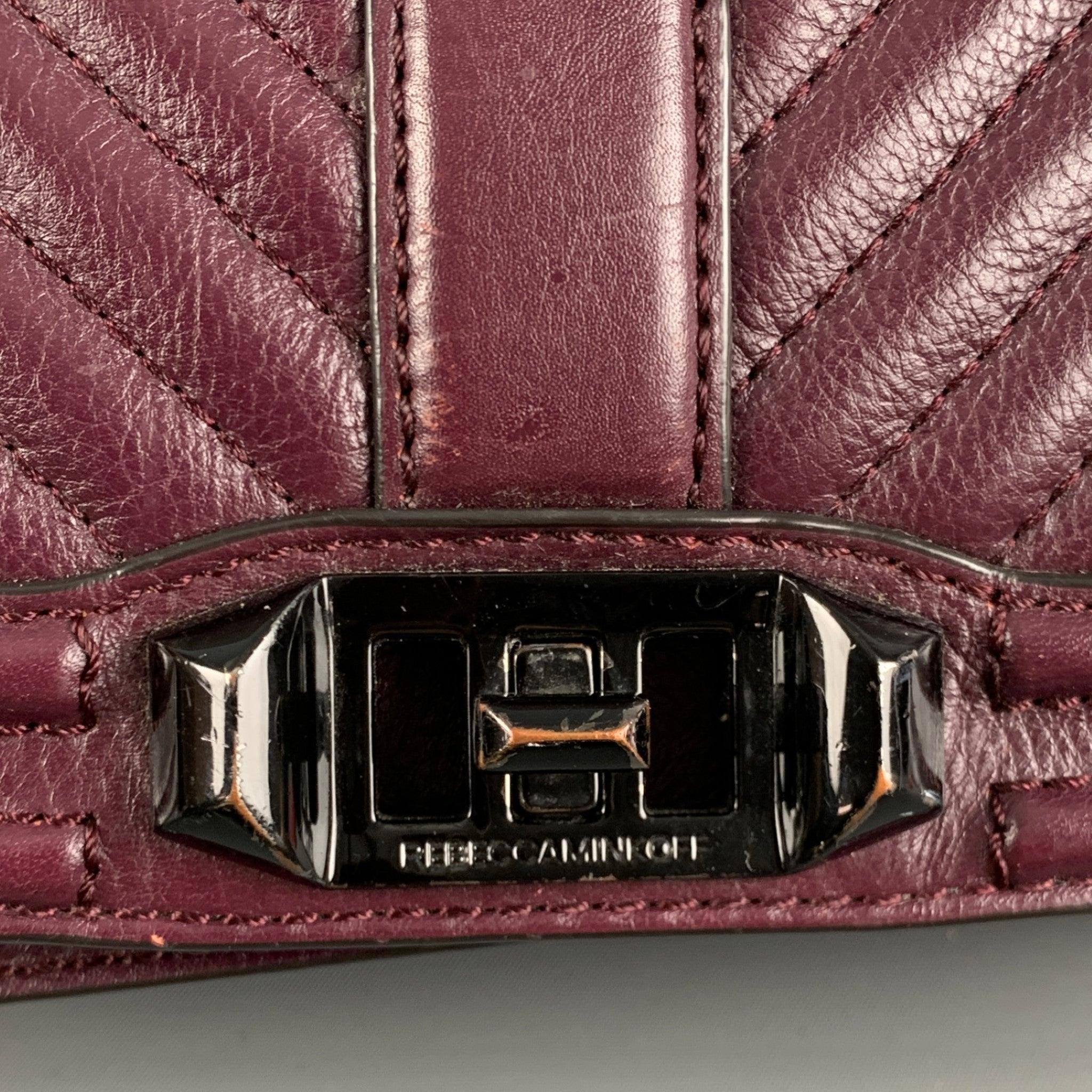 REBECCA MINKOFF Burgundy Quilted Chevron Leather Handbag For Sale 3