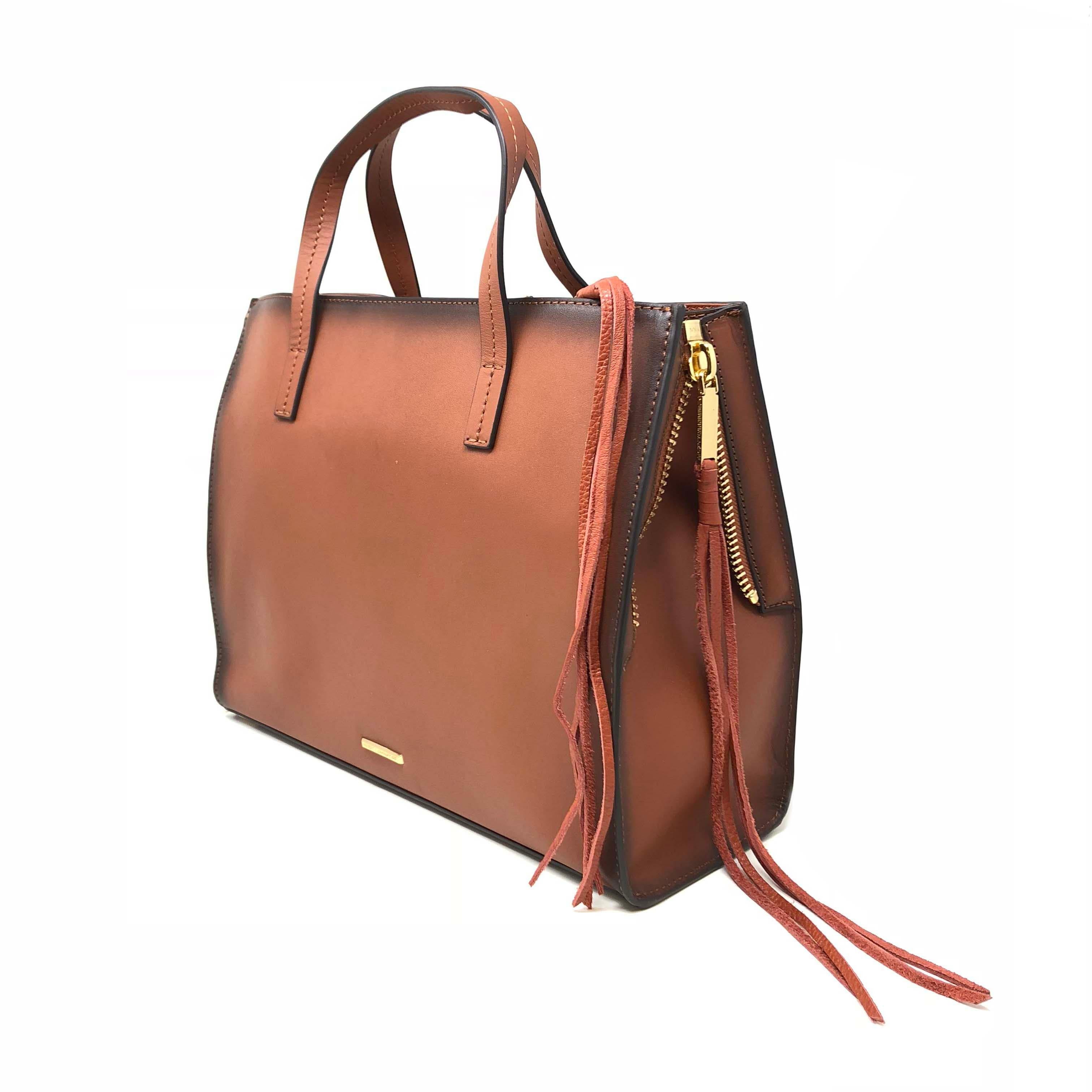 Rebecca Minkoff Florence HF36DFNT64 Große Baked Clay Leder Damen Tote Geldbörse (Braun) im Angebot