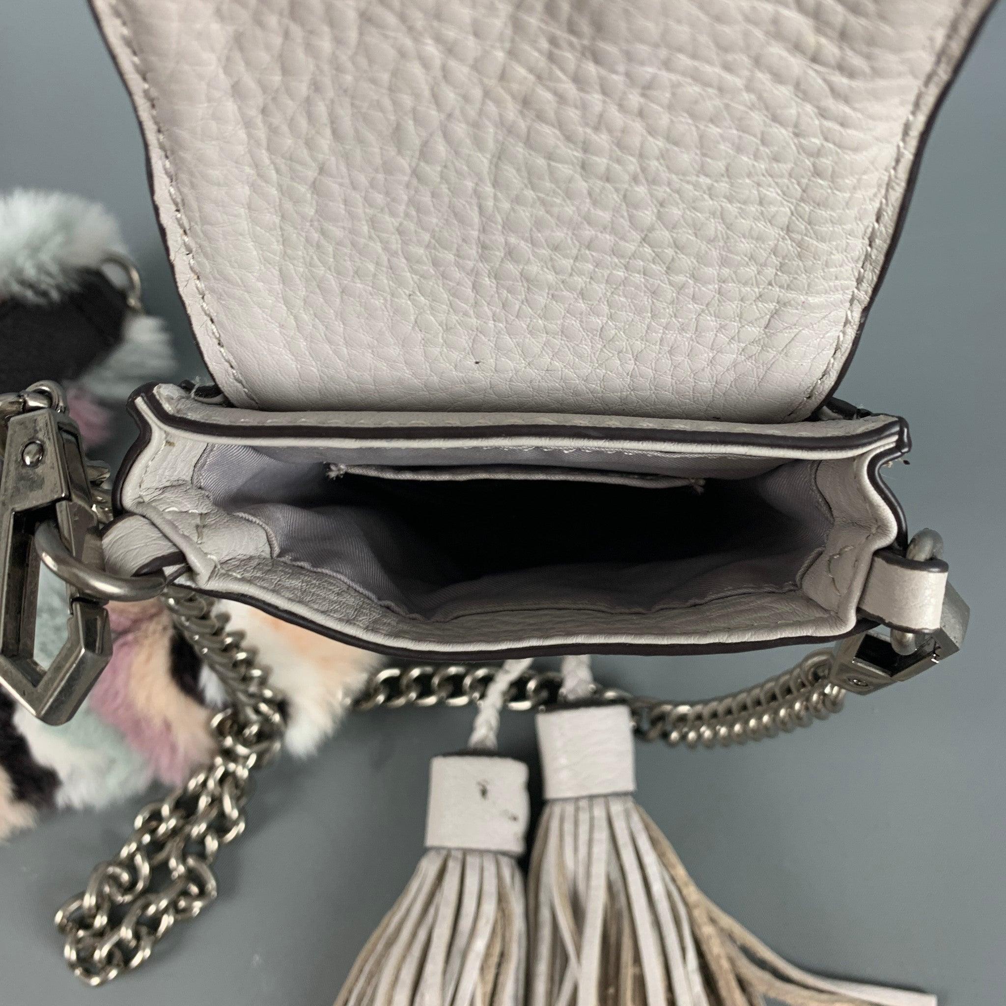 REBECCA MINKOFF Grey Rabbit Fur Leather Cross Body Handbag For Sale 5