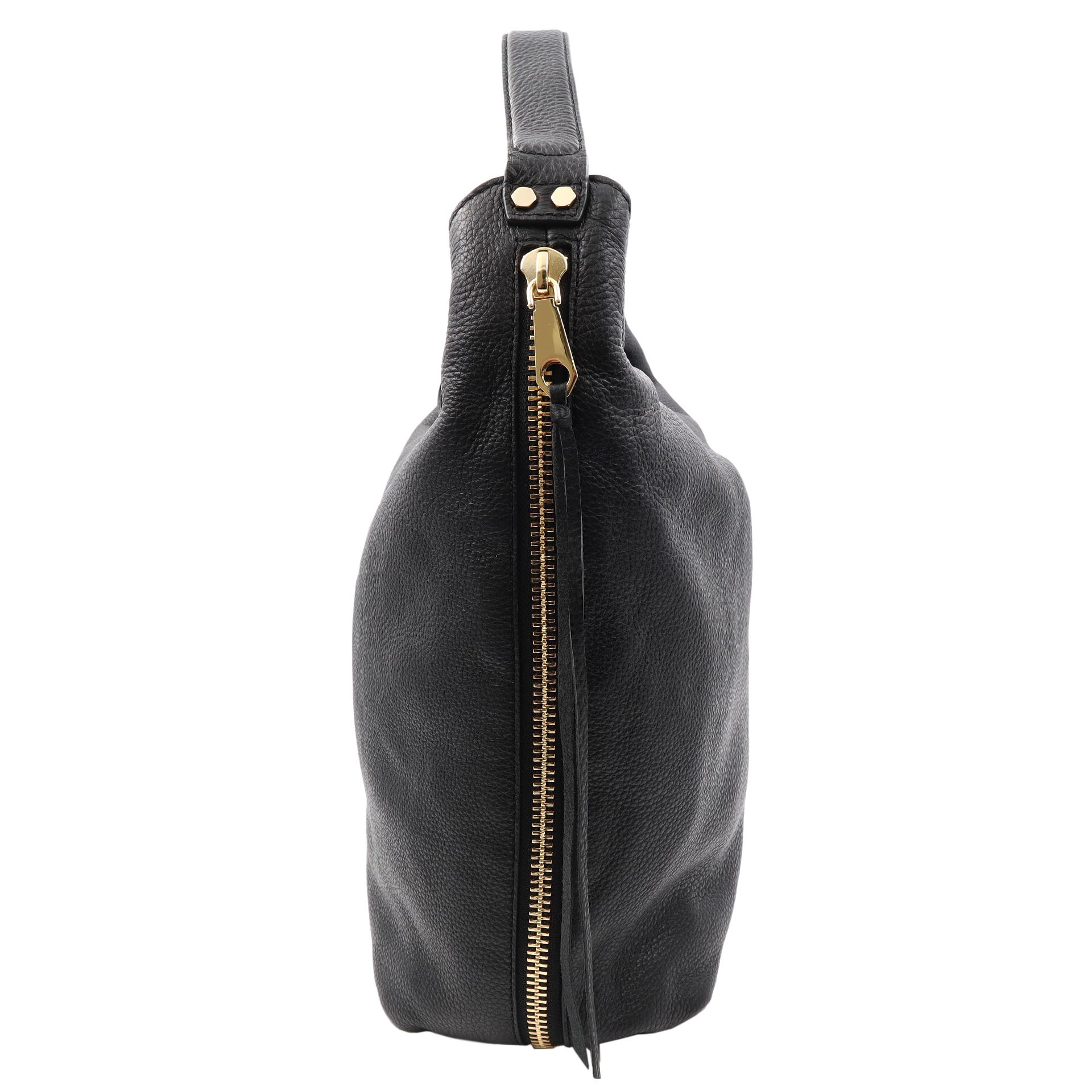 Rebecca Minkoff HS161MOH17 Bryn Double-Zip Leder Hobo Damentasche aus Leder  (Schwarz) im Angebot