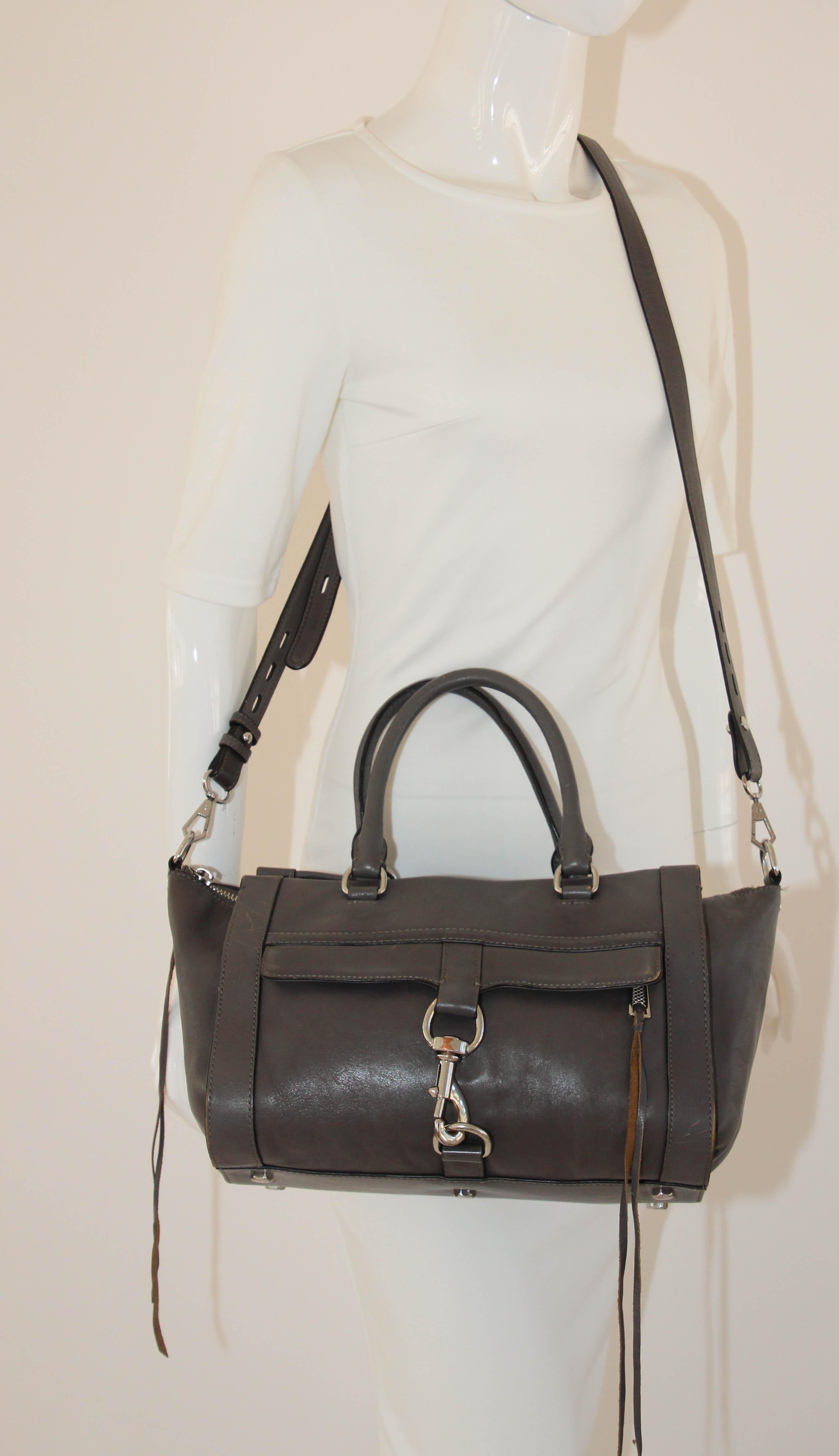 Rebecca Minkoff Large Grey Leather Bowery Satchel For Sale 8