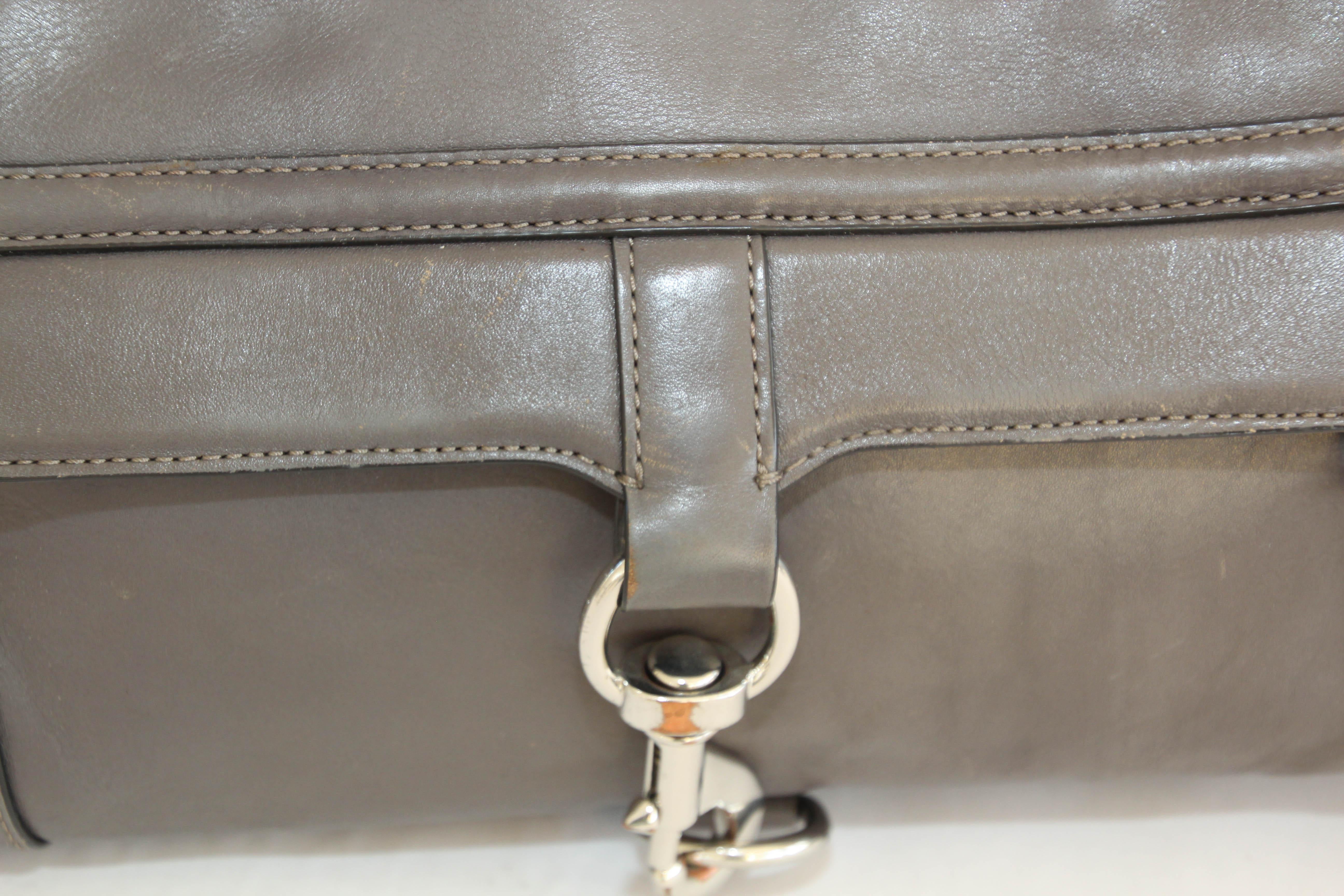 Rebecca Minkoff Large Grey Leather Bowery Satchel For Sale 9