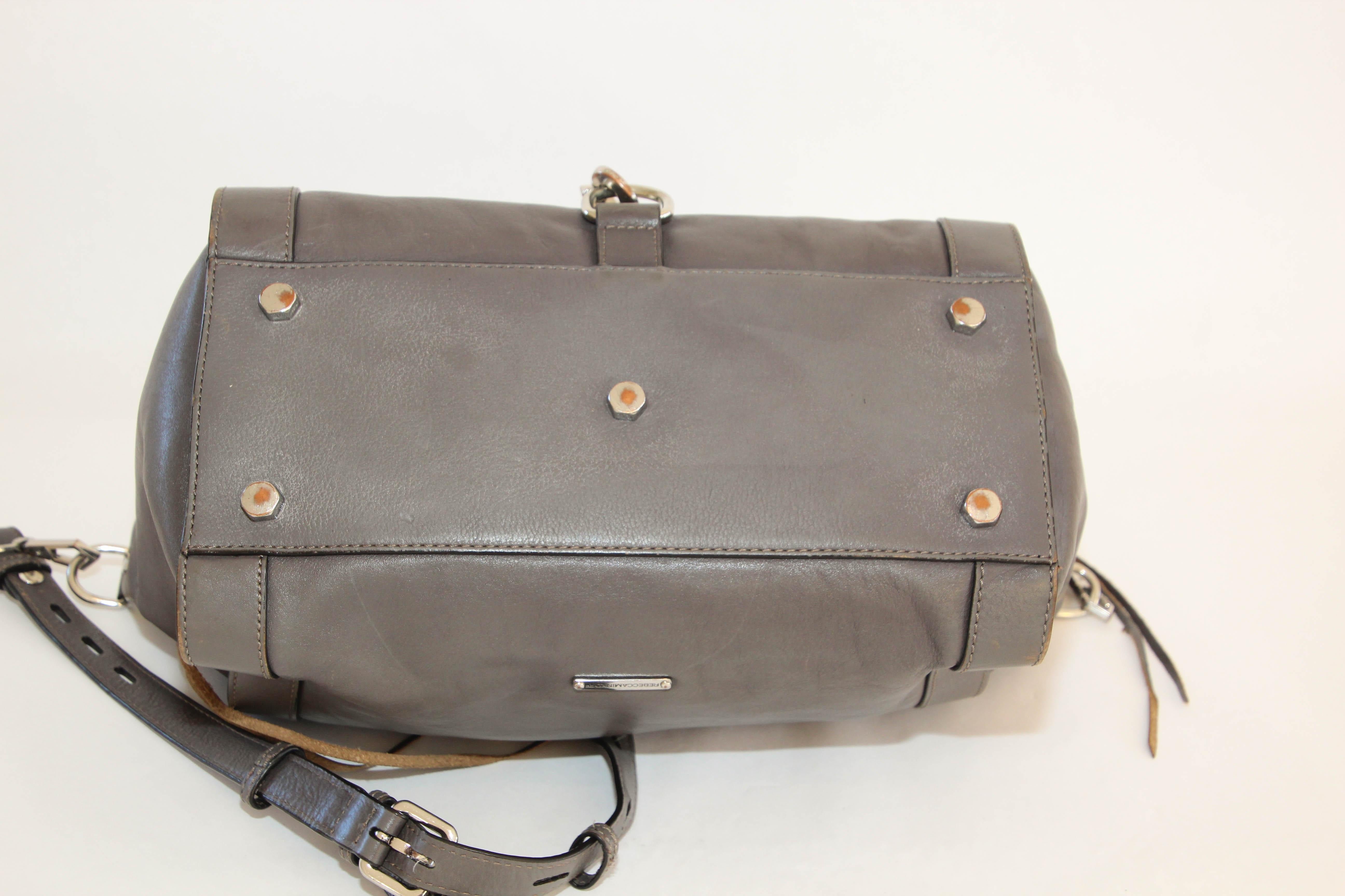 Rebecca Minkoff Large Grey Leather Bowery Satchel For Sale 12