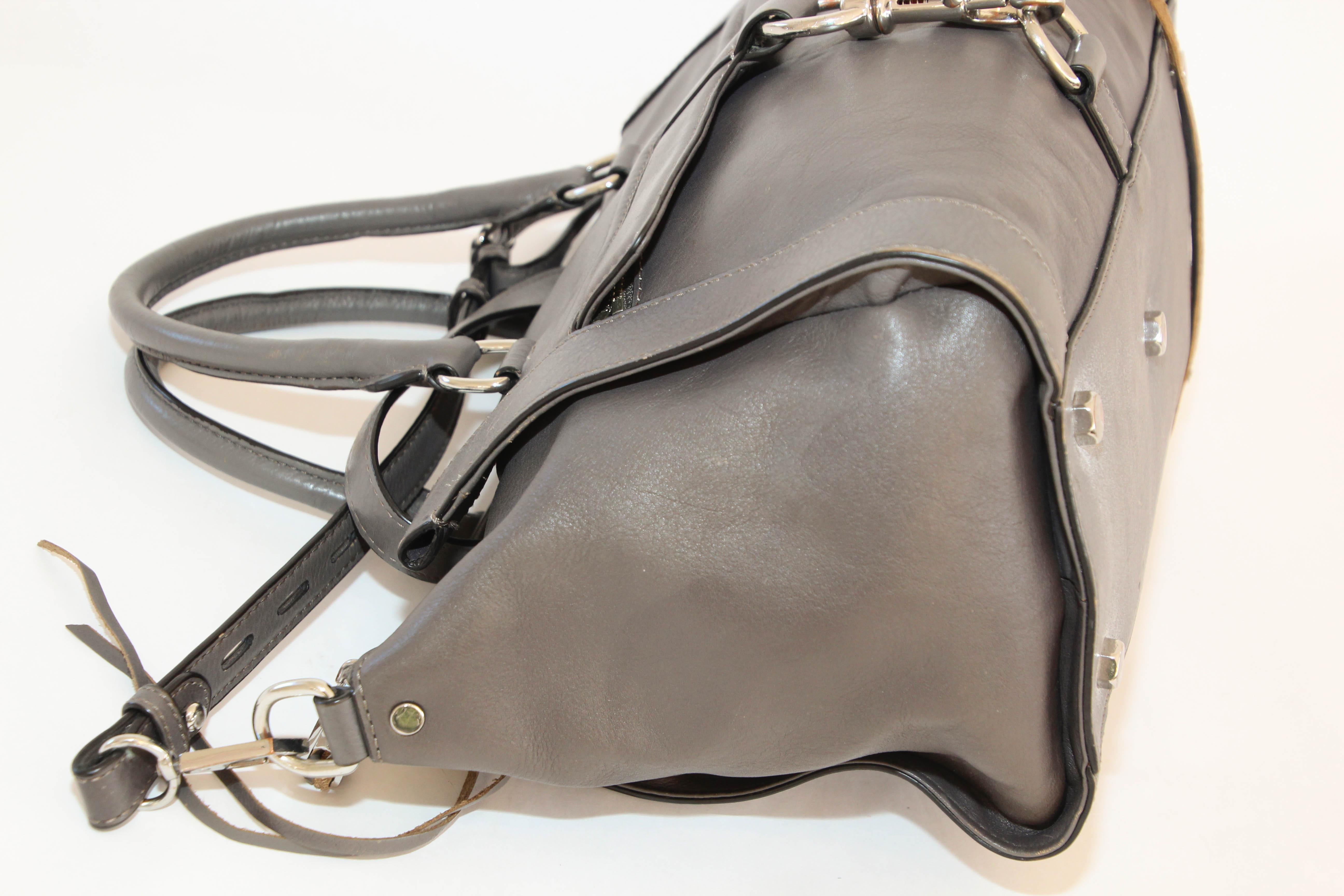 Rebecca Minkoff Large Grey Leather Bowery Satchel For Sale 15
