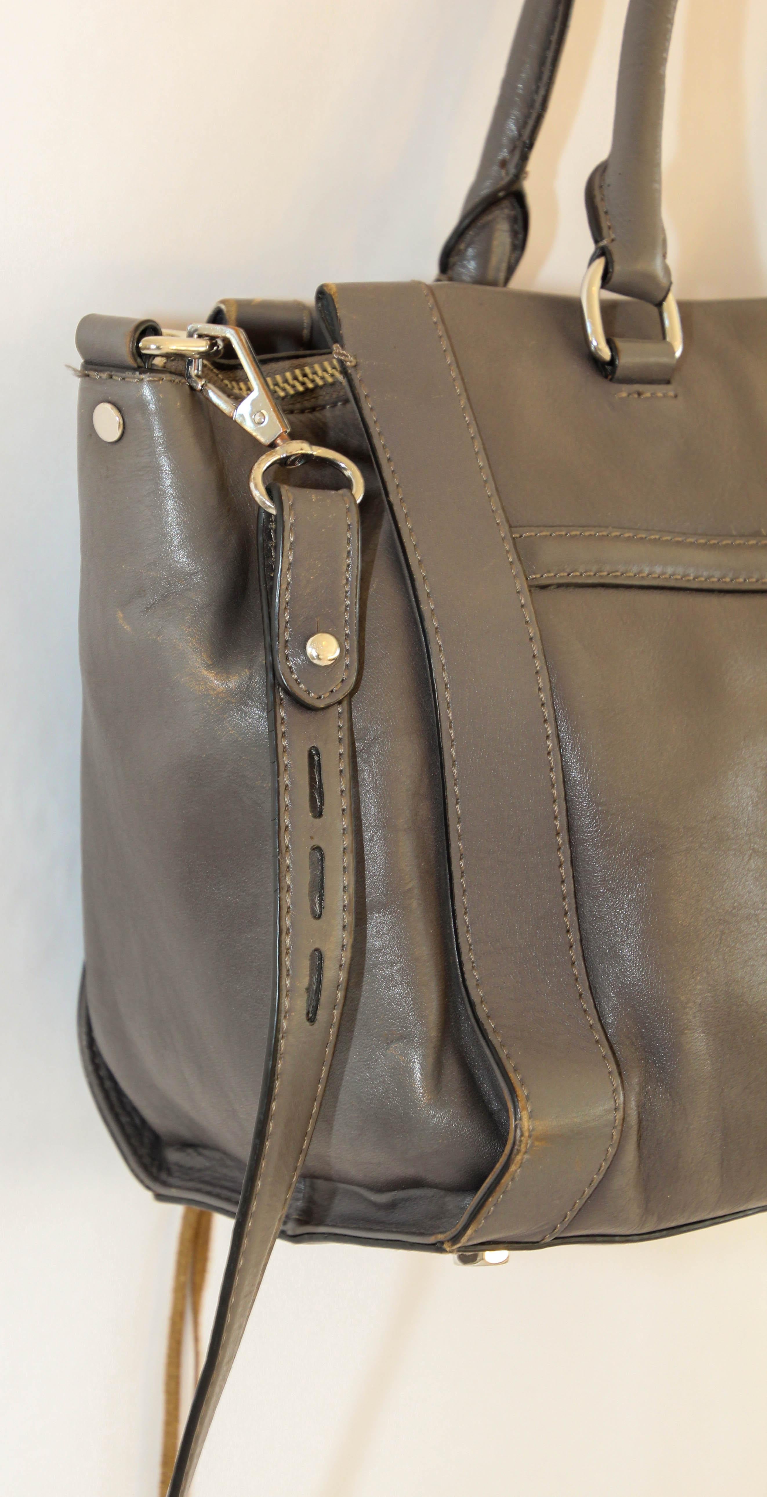 Rebecca Minkoff Large Grey Leather Bowery Satchel For Sale 1