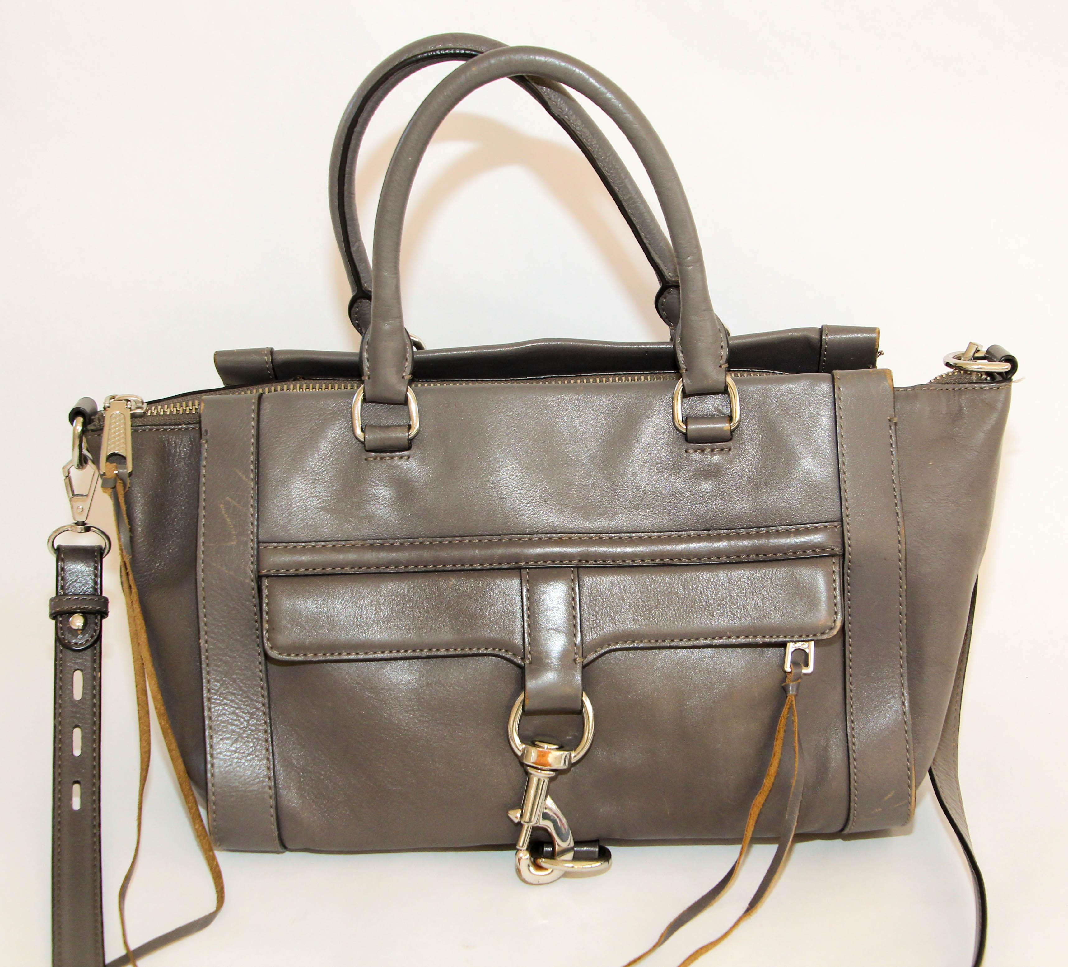 Rebecca Minkoff Large Grey Leather Bowery Satchel For Sale 2