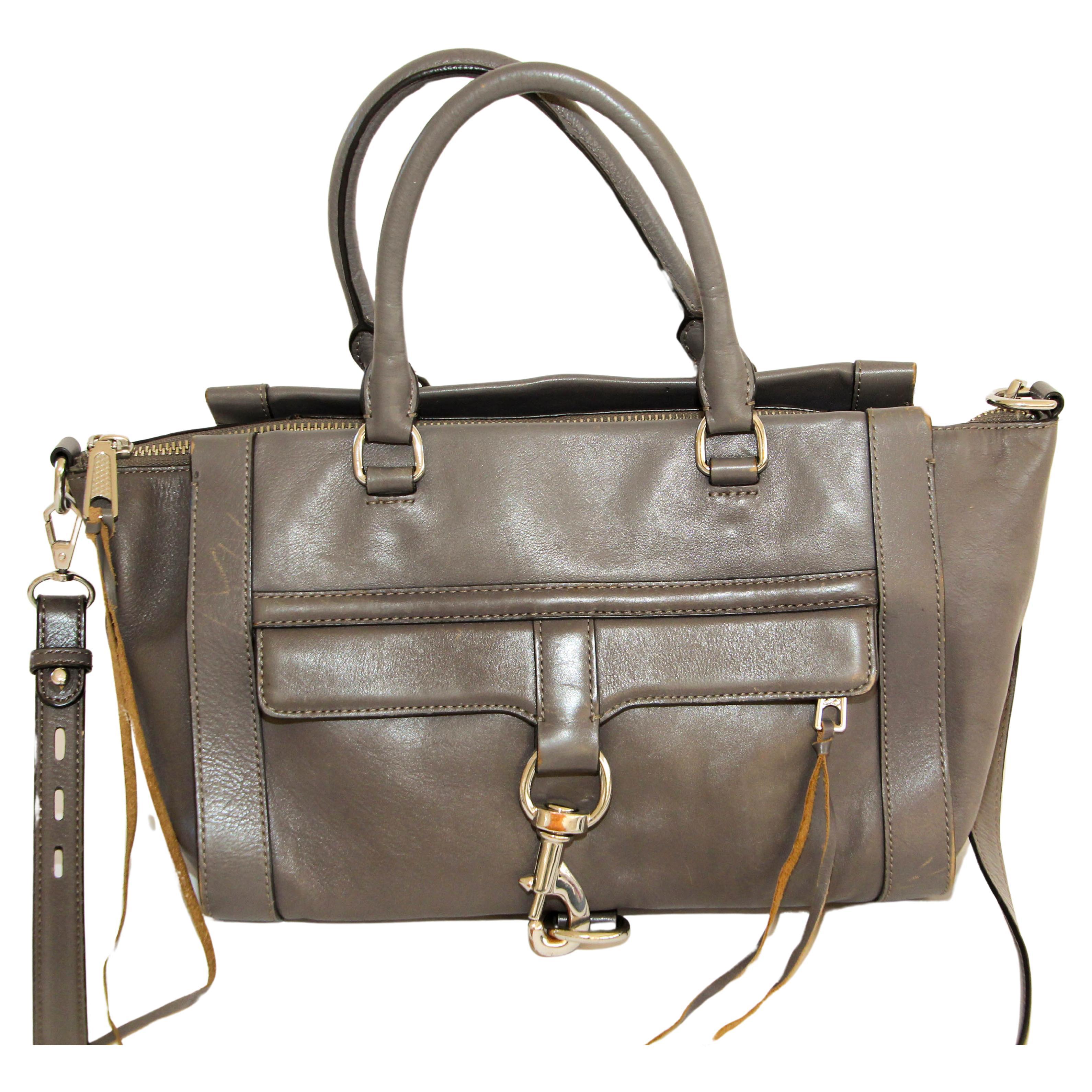 Rebecca Minkoff Large Grey Leather Bowery Satchel For Sale