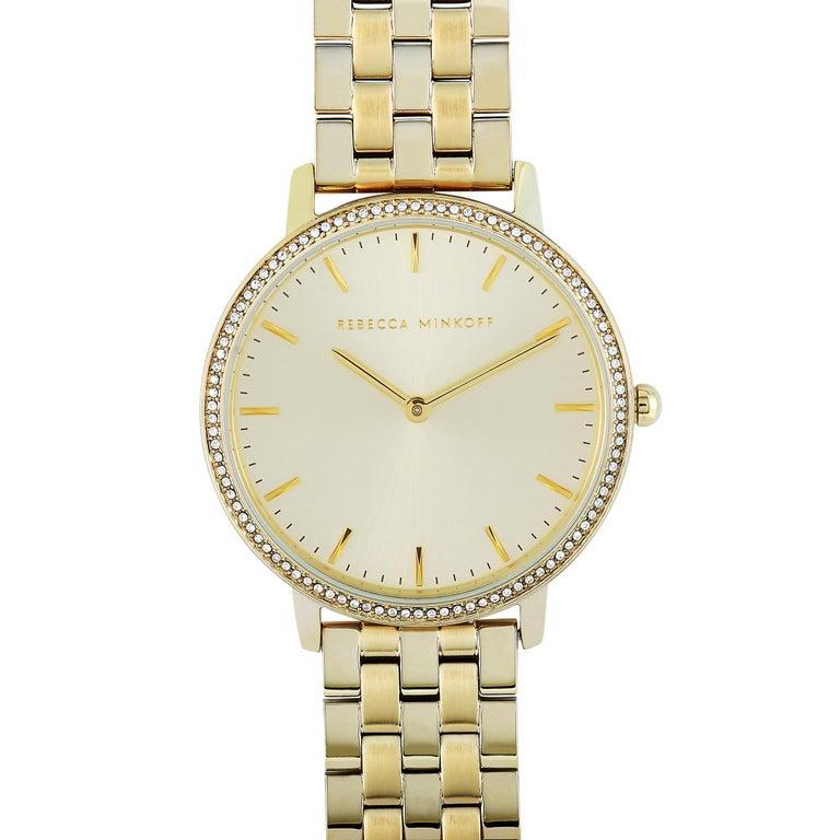 Montre REBECCA MINKOFF 35mm GRL PWR - Cadran Or Rose, Bracelet Cuir Rouge - Neuf Avec étiquettes