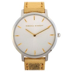 Rebecca Minkoff Major Silver-Tone Gold Leather Strap Watch 2200390