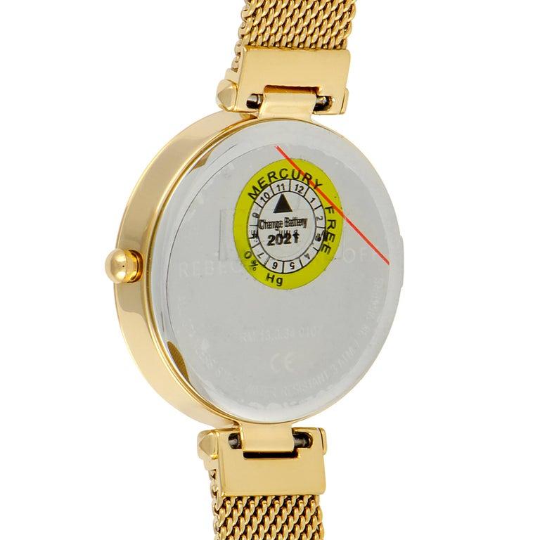 Rebecca Minkoff Nina Gold-Tone Mesh Bracelet Watch 2200300 In New Condition In Southhampton, PA