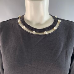 REBECCA MINKOFF Size L Black Silver Cotton Cutout Sweater