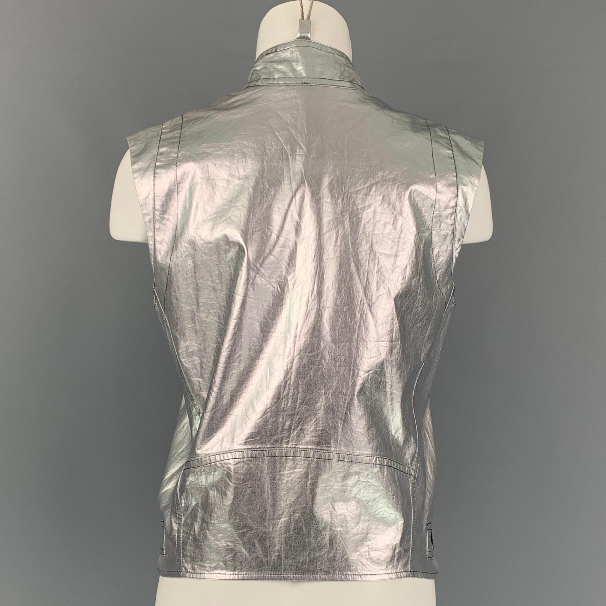 metallic silver vest