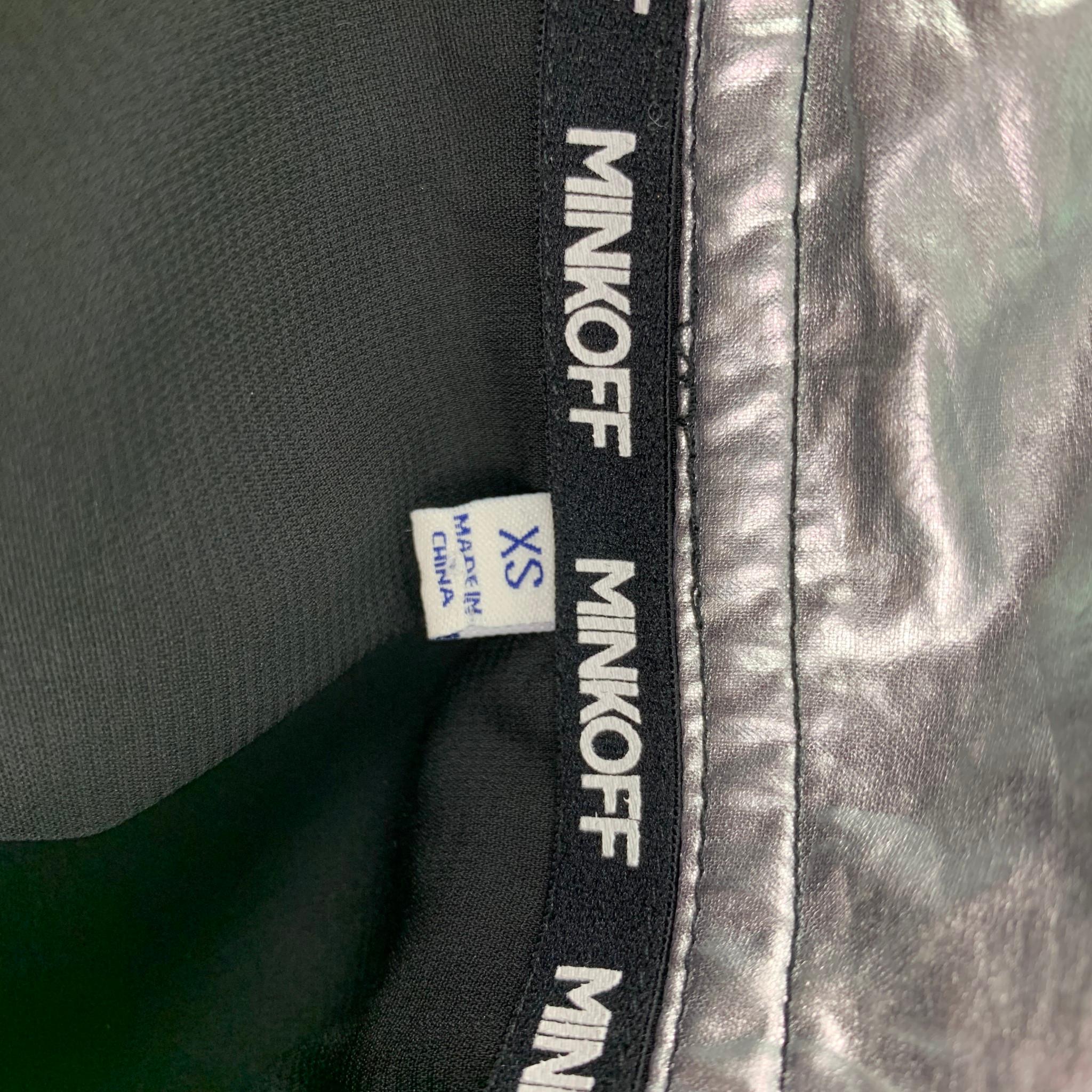 Gray REBECCA MINKOFF Size XS Silver & Black Cotton Metallic Biker Vest