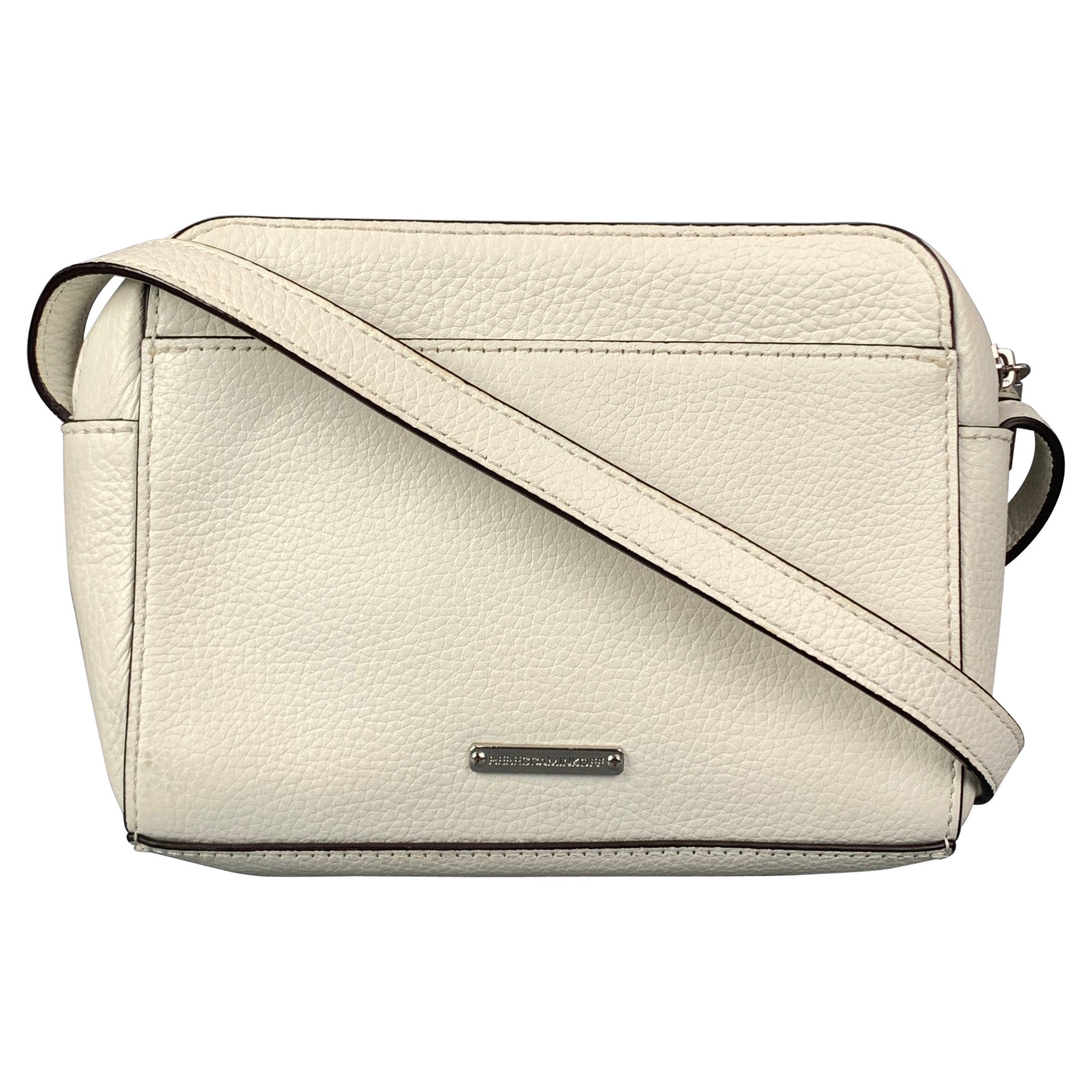 REBECCA MINKOFF Weiße 
schwarze Leder-Umhängetasche