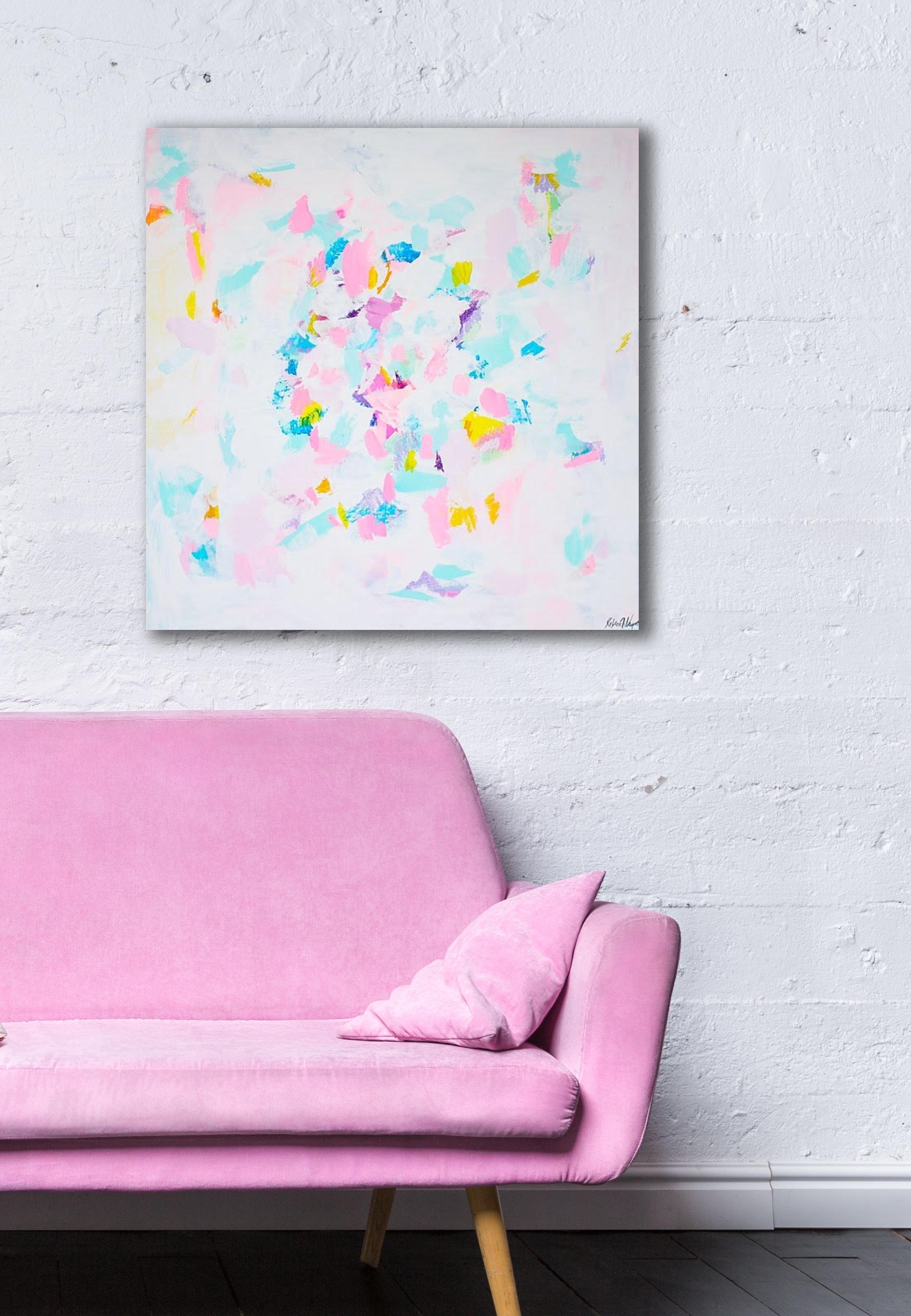 Rebecca Newport
Rose Garden
Contemporary Abstract Painting
Acrylic and Oil Stick on canvas
Canvas Size H 60cm x W 60cm x D 1.8cm
Sold unframed.
Please note that insitu images are purely an indication of how a piece may look.

‘Rose Garden’ is an
