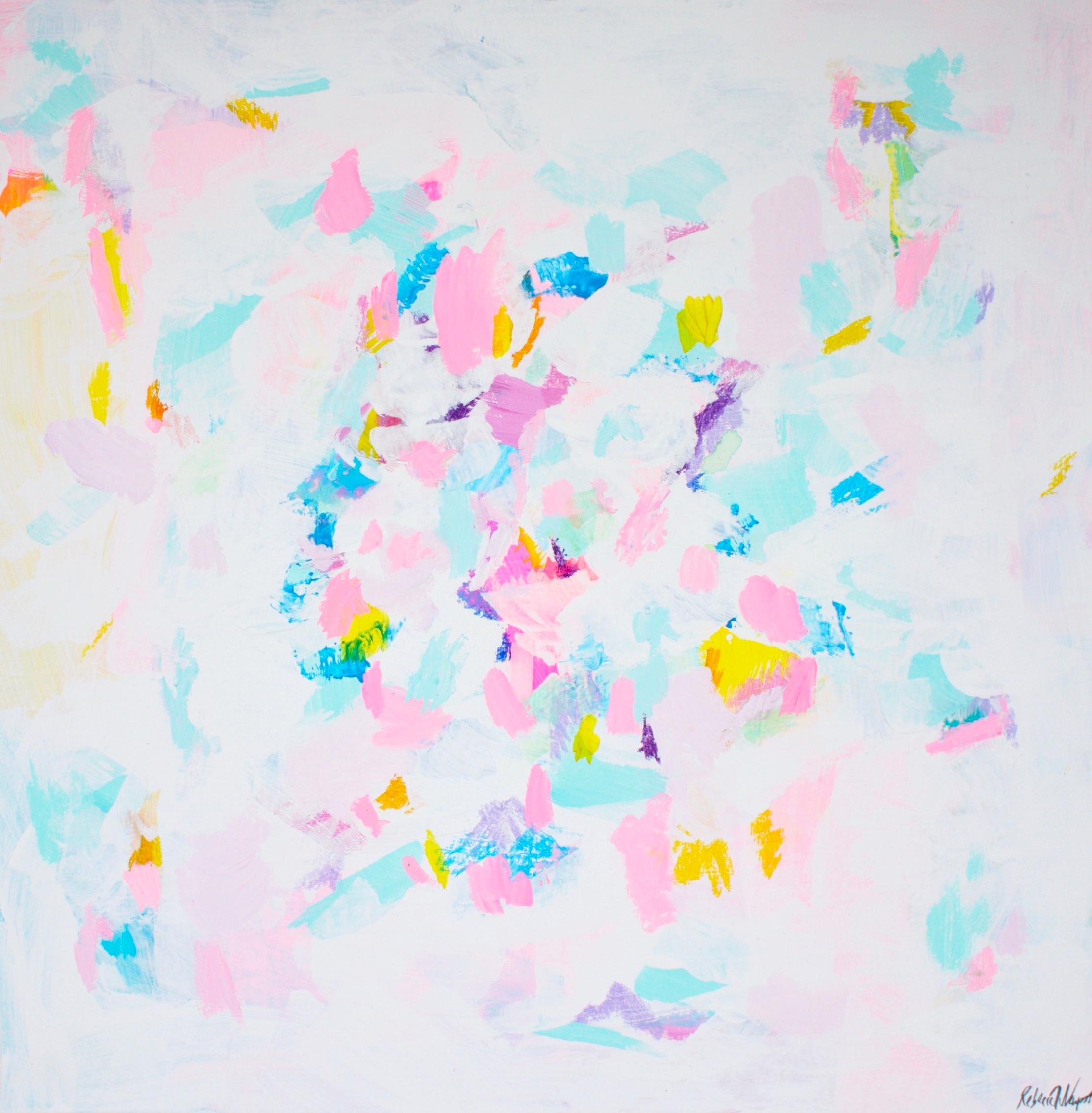Rebecca Newport, Giardino delle rose, Pittura astratta contemporanea, Arte accessibile