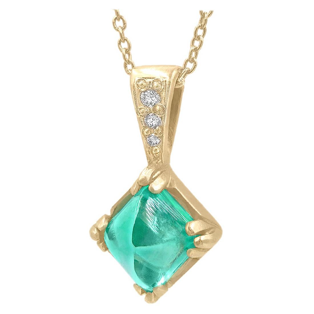 14K White Gold Finish Green Emerald & Multi Gem Bee Pendant Necklace 