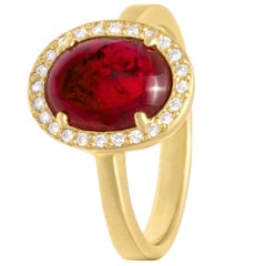 Rebecca Overmann Vintage Unheated 3.01ct Natural Ruby White Diamond Gold Ring