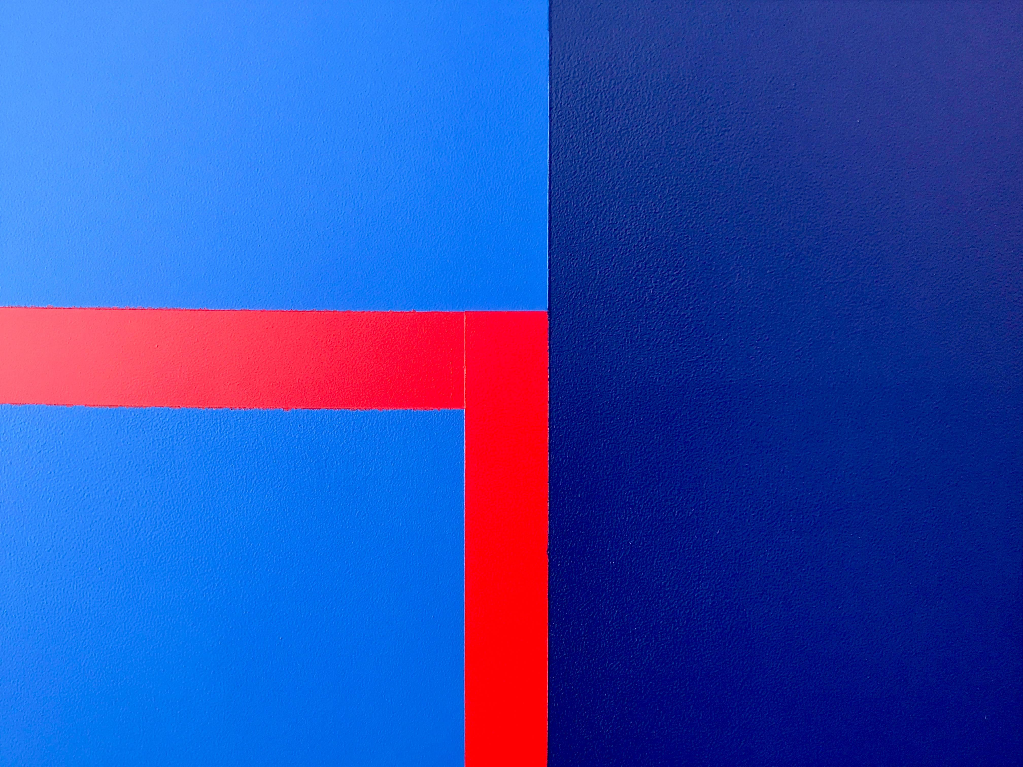 Modern Large Blue Abstract Painting In The Style of Elsworth Kelly by Rebecca Ruoff