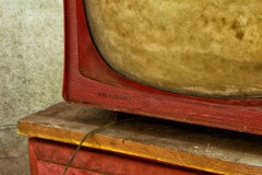 "Aged #2", Contemporary, Vintage TV, Red, Metal Print, Color Photograph