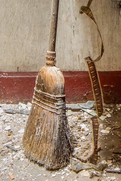 "Dirty Film", Abandoned Theater, Sink, Broom, Red, Film, Color Photograph