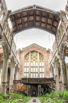 "Divine", Contemporary, Abandoned Brick Church Interior, Color Photograph