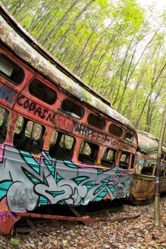 "Graffiti Yard", Rebecca Skinner, 30x40, abandoned trolleys, metal print
