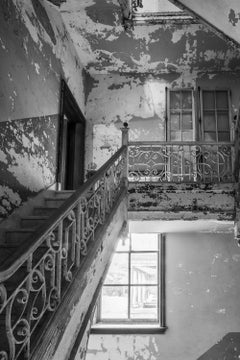 "Hidden Staircase", Contemporary, Abandoned Architecture, Black and White Photo