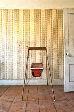"Hush", Contemporary, Vintage Swing, Floral Wallpaper, Red, Color Photograph