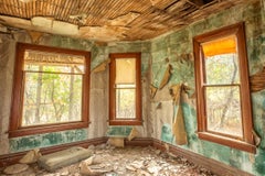 "Interior II", Contemporary, Windows, Abandoned, Blue, Color Photograph, Print
