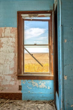 "Interior V", paisaje, Dakota del Norte, ventana, campo, azul, fotografía en color