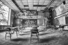 "Krispy", Contemporary, Indiana School, Classroom, Black and White Photograph
