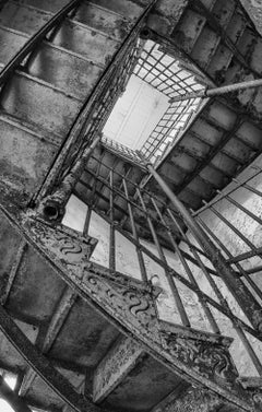 "Looking Up", Zeitgenössisch, Verlassen, Metalldruck, Schwarz-Weiß-Fotografie