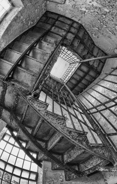 "Looking Up", Contemporary, Abandoned, Metal Print, Black and White Photograph