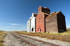 "Lunds Valley", paysage, Dakota du Nord, silo à grains, photographie couleur, tirage.