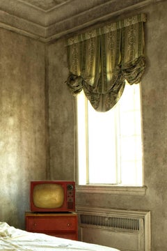 "Momentary", Contemporary, Abandoned Home, Bedroom, Red, Color Photograph