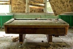 "Outward", Abandoned Interior, Pool Table, Peeling Paint, Color Photograph