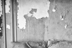 "Over", Contemporary, Abandoned, Bed, Pillows, Black and White Photograph