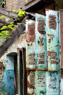 "Prolonged", Contemporary, Lockers, Nature, Rust, Blue, Green, Color Photograph