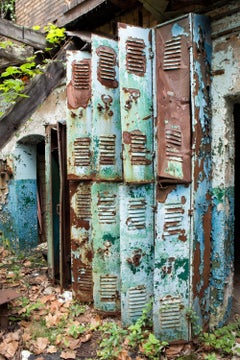 "Prolonged", Contemporary, Lockers, Nature, Rust, Blue, Green, Color Photograph