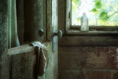 "Remnants", Contemporary, Abandoned, Window, Door, Blue, Green, Color Photograph