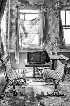 "Ruined", Contemporary, Abandoned, Television, Black and White Photograph