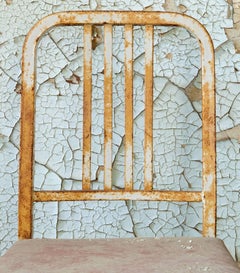 "Simple Chair", Contemporary, Rust, Peeling Paint, Blue, Beige, Color Photograph