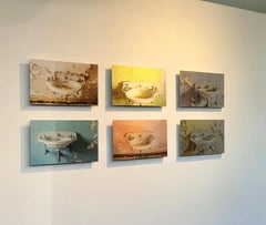 "Sink Six", Contemporary, Abandoned, Yellow, Metal Print, Color Photograph, 2019