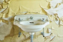 "Sink Six", Contemporary, Abandoned, Yellow, Metal Print, Color Photograph, 2019