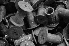 "Spools #2", Contemporary, Silk Mill, Industrial, Black and White Photograph