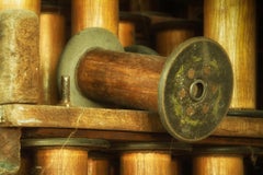 "Spools", Abandoned Silk Mill, Industrial, Vintage, Brown, Color Photograph