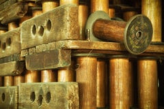 "Bobine", mulino da seta abbandonato, industriale, vintage, marrone, fotografia a colori